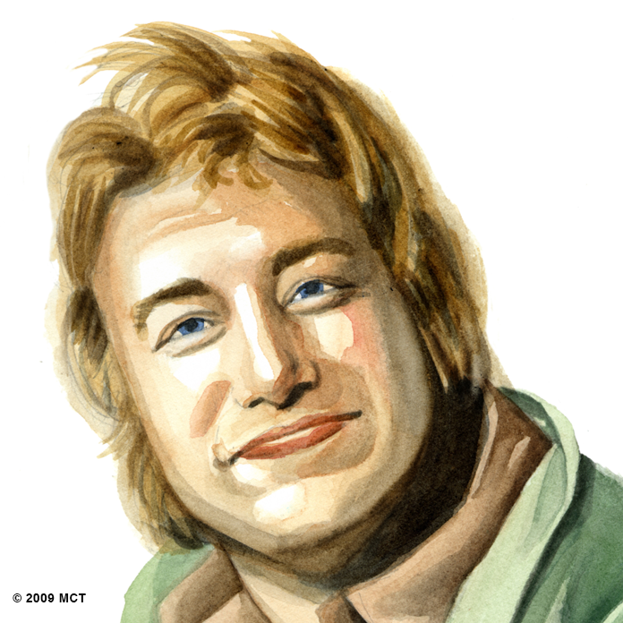 Jamie Oliver, kok, cook, chef, mad, cuisine, portrait, watercolor, illustrationer, håndtegnede, håndtegnede illustrationer, marketing, marketingsmateriale, artikler, årsrapport, illustration, illustrere, tegning, skravering, tegner, håndtegning, skitse, firmaportræt, karaktér, naturalistisk, naturtro, akvarel, portræt, præcision, kreativ, 